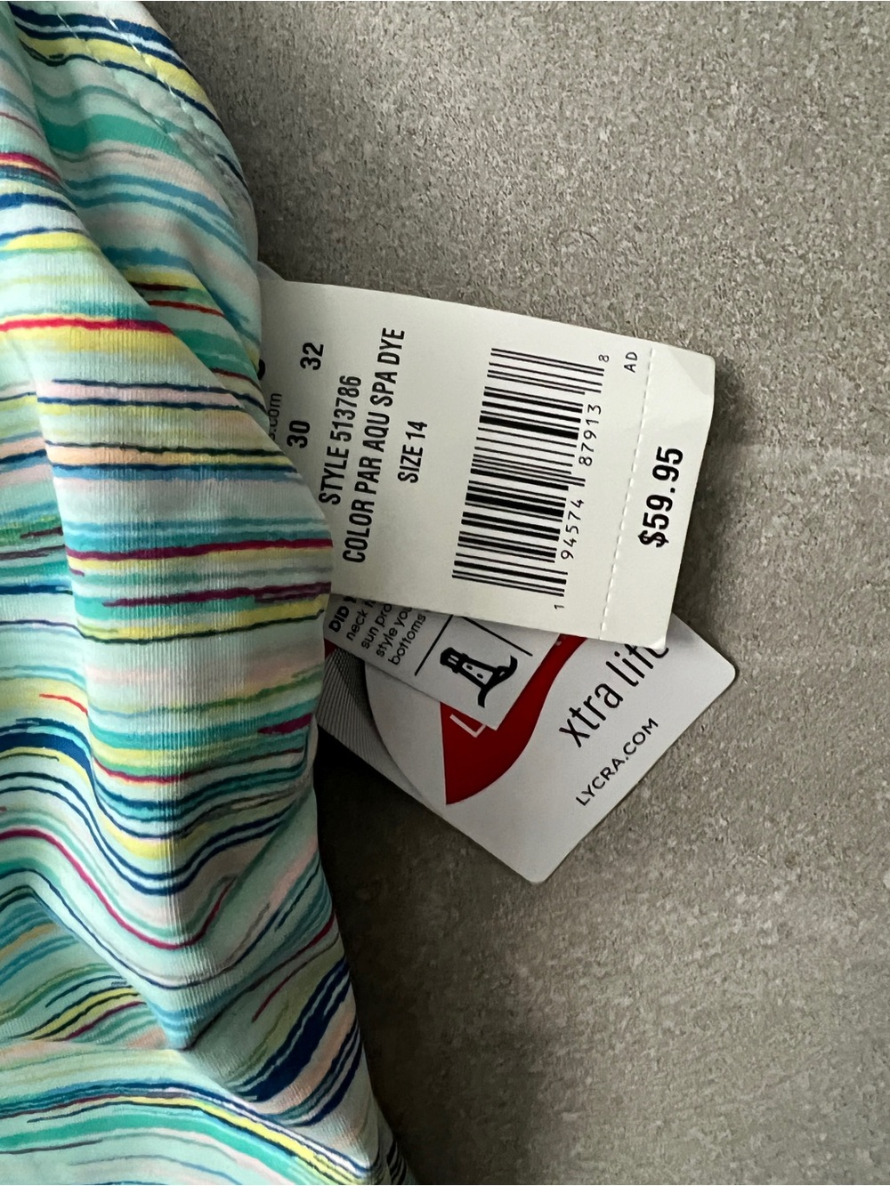 Lands' End Mint Multicolor Striped Women’s Swim Tank Top - Picture 3 of 7
